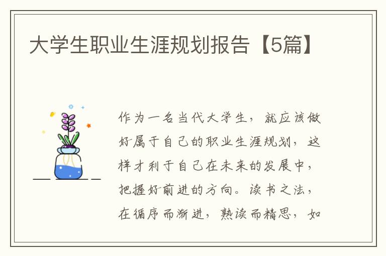 大学生职业生涯规划报告【5篇】
