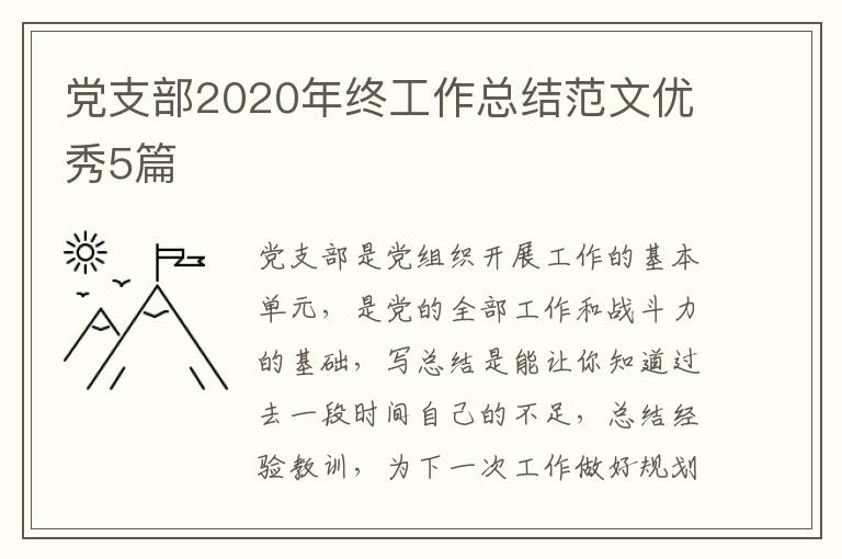 党支部2020年终工作总结范文优秀5
