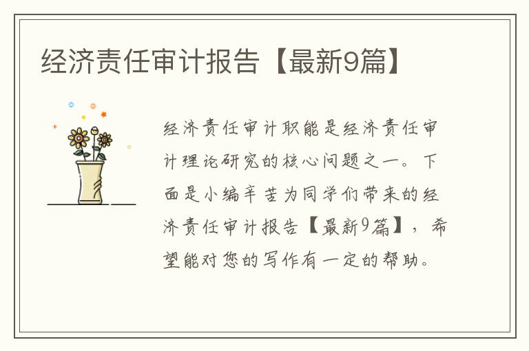 经济责任审计报告【最新9篇】