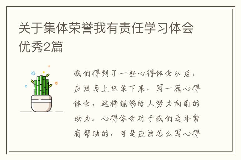 关于集体荣誉我有责任学习体会优秀2篇