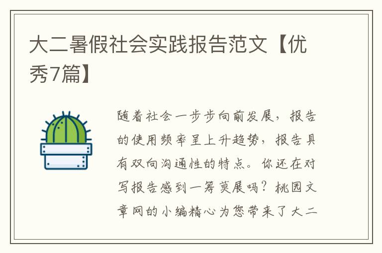 大二暑假社会实践报告范文【优秀7