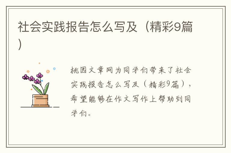 社会实践报告怎么写及(精彩9篇)