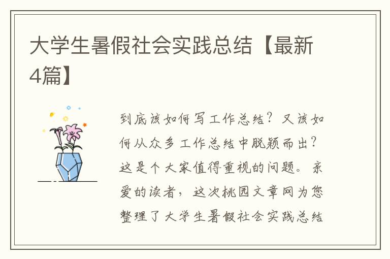 大学生暑假社会实践总结【最新4篇