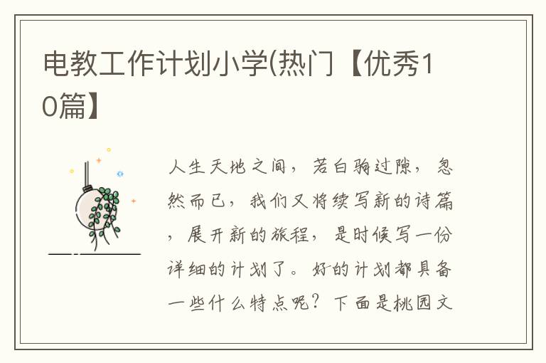 电教工作计划小学(热门【优秀10篇】