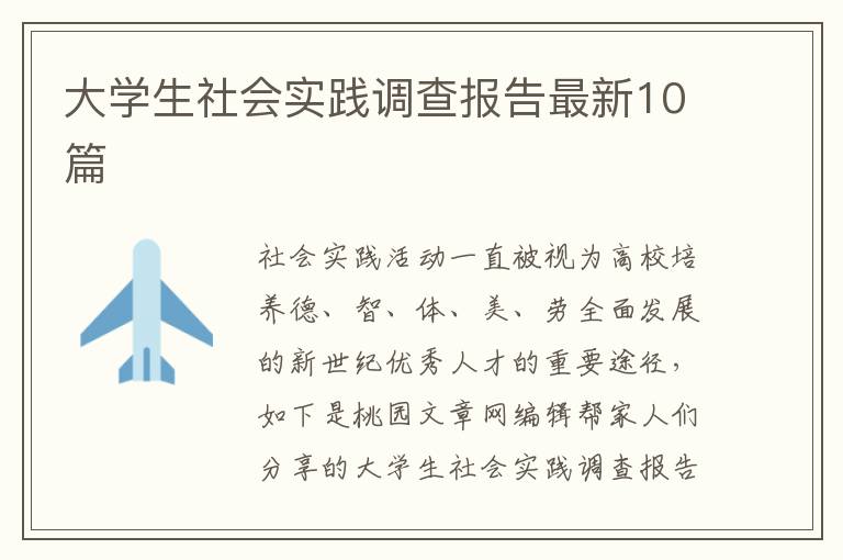 大学生社会实践调查报告最新10篇