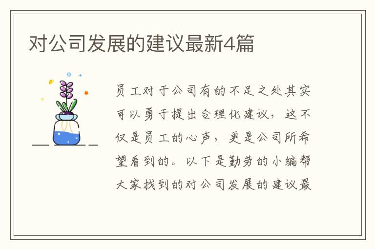 对公司发展的建议最新4篇