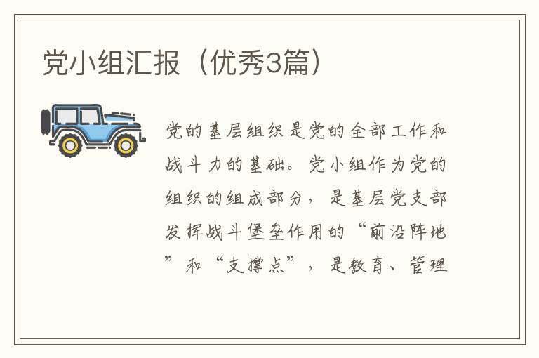 党小组汇报（优秀3篇）