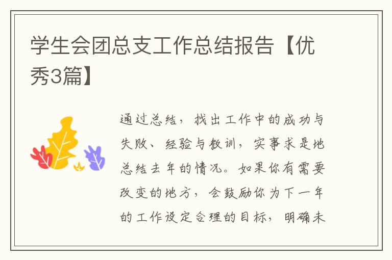 学生会团总支工作总结报告【优秀3