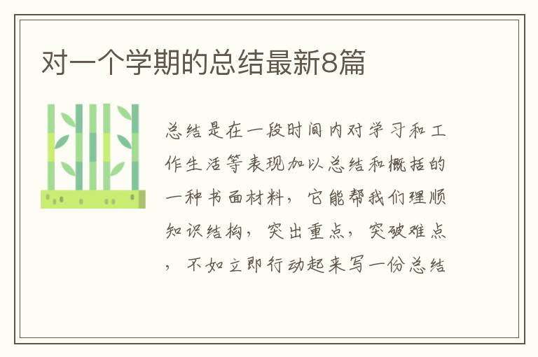 对一个学期的总结最新8篇