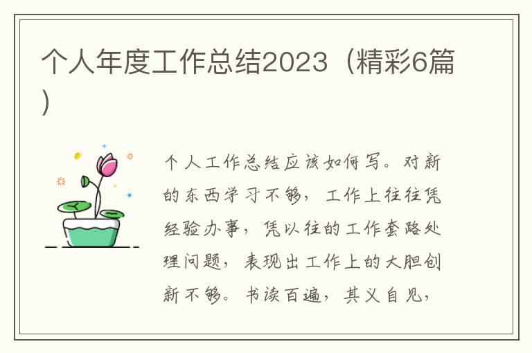 个人年度工作总结2023（精彩6篇）