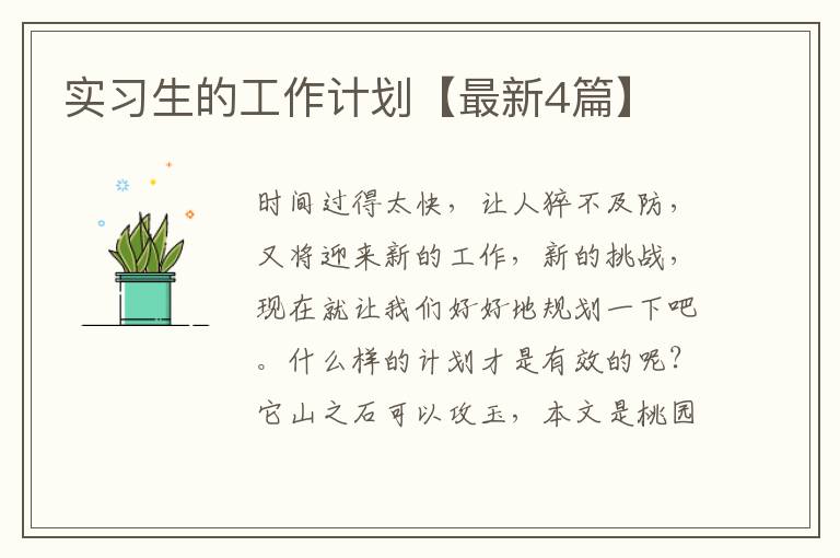 实习生的工作计划【最新4篇】