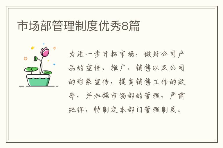 市场部管理制度优秀8篇