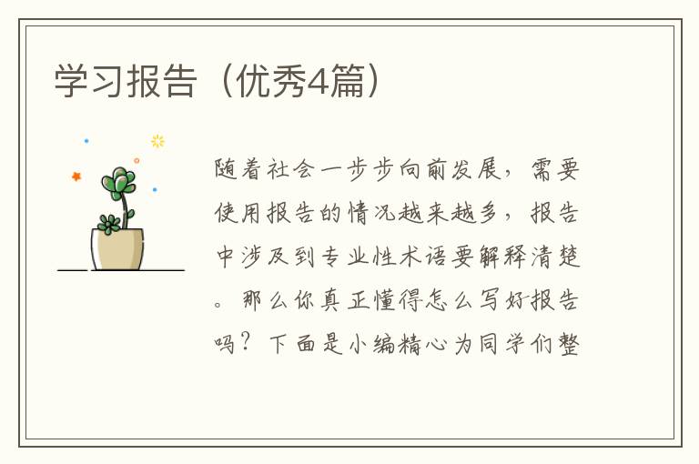 学习报告(优秀4篇)