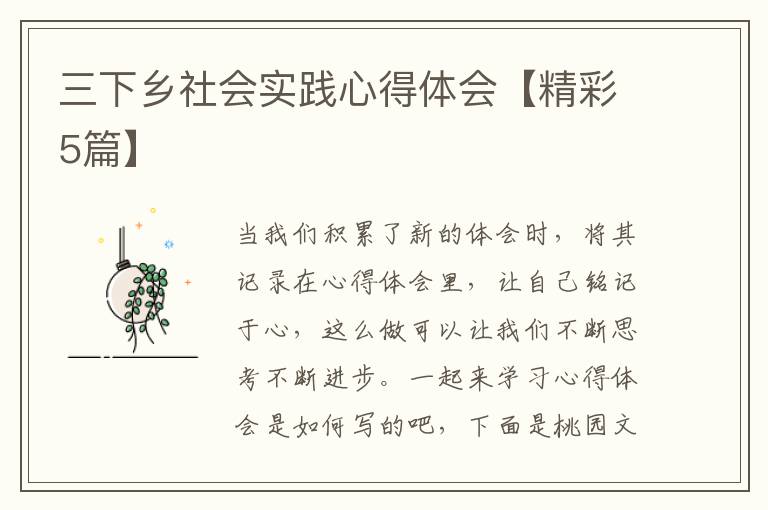 三下乡社会实践心得体会【精彩5篇