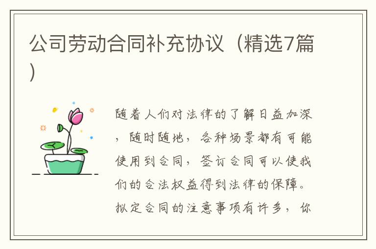 公司劳动合同补充协议(精选7篇)