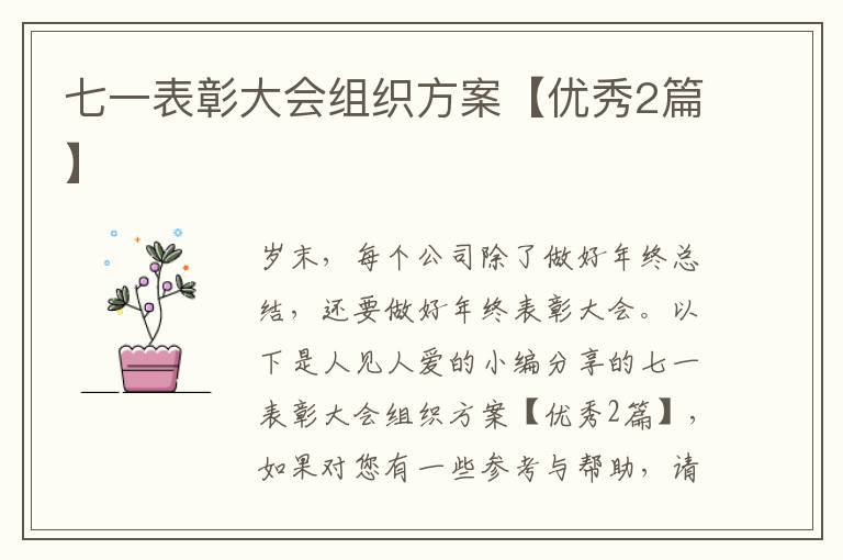 七一表彰大会组织方案【优秀2篇】