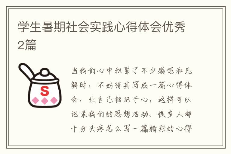 学生暑期社会实践心得体会优秀2篇