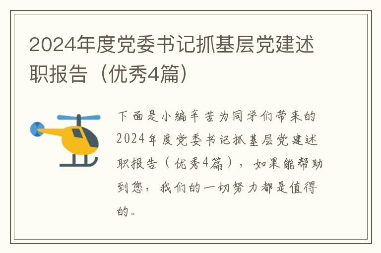 2024年度党委书记抓基层党建述职报