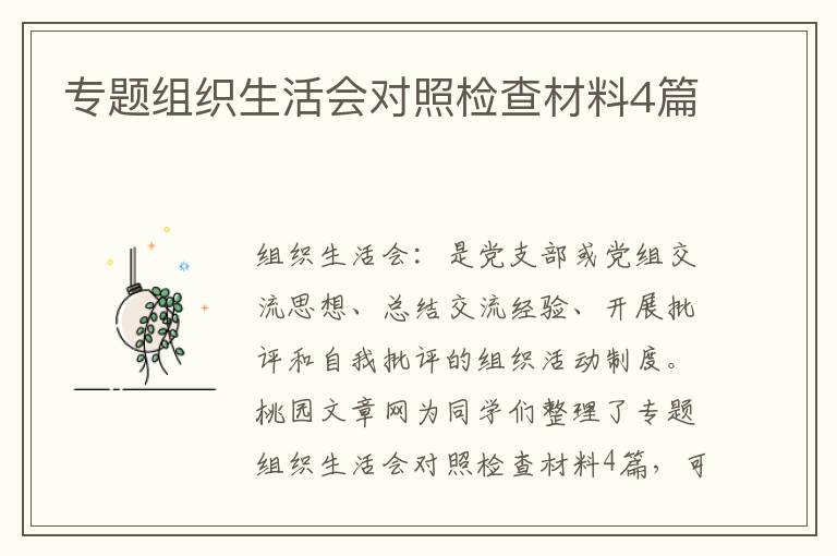 专题组织生活会对照检查材料4篇