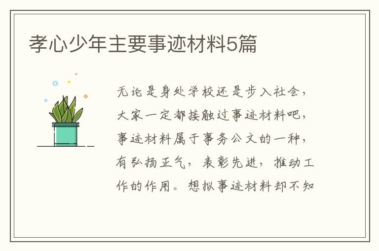 孝心少年主要事迹材料5篇