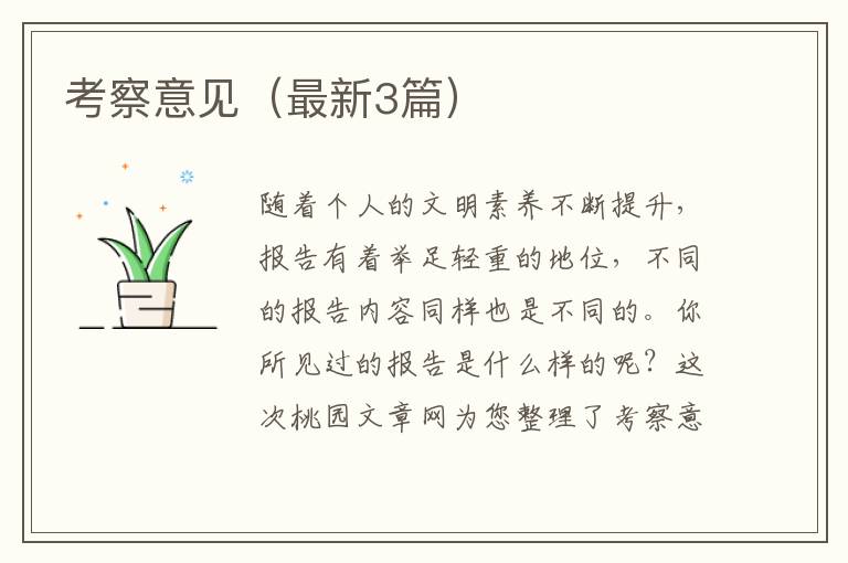 考察意见(最新3篇)