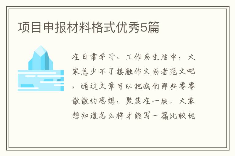 项目申报材料格式优秀5篇