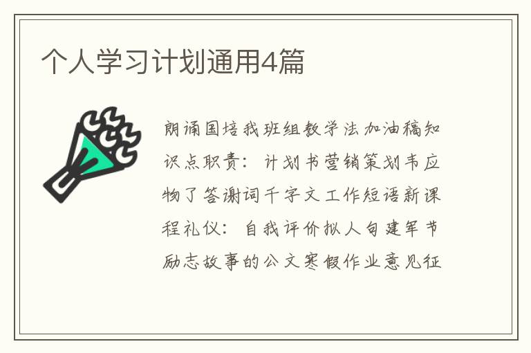 个人学习计划通用4篇