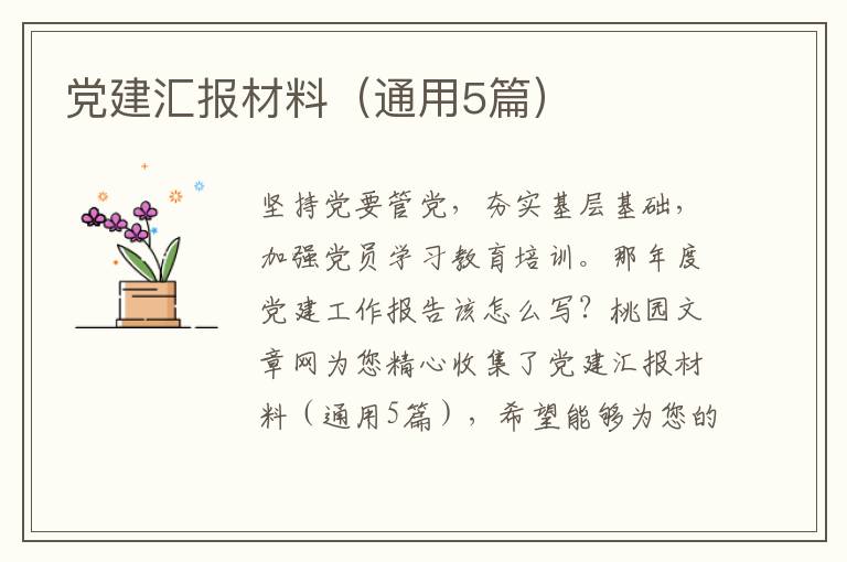 党建汇报材料(通用5篇)