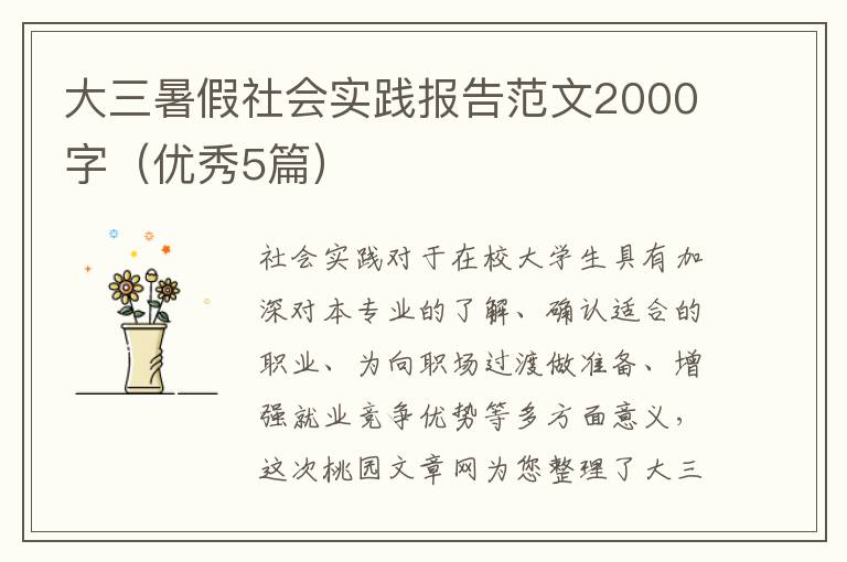 大三暑假社会实践报告范文2000字(优