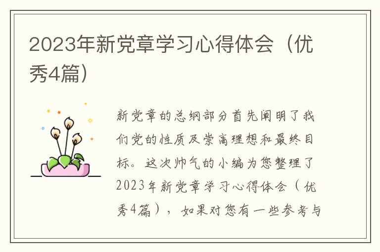 2023年新党章学习心得体会(优秀4篇)