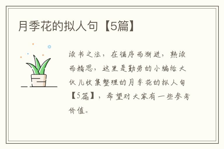 月季花的拟人句【5篇】