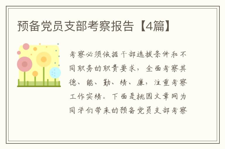 预备党员支部考察报告【4篇】