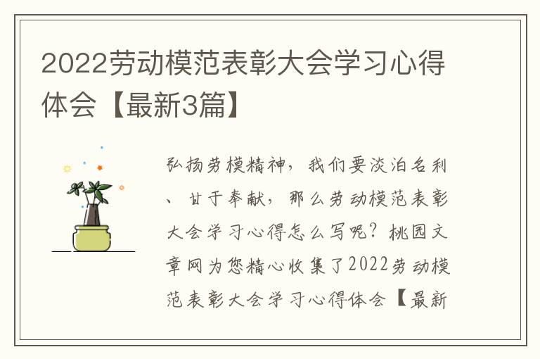 2022劳动模范表彰大会学习心得体会