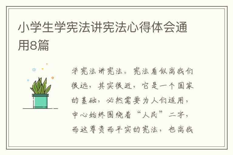 小学生学宪法讲宪法心得体会通用8