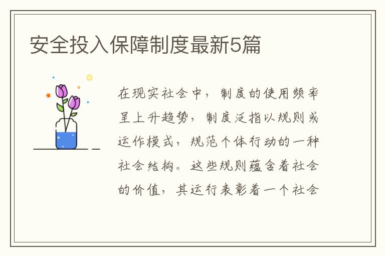 安全投入保障制度最新5篇