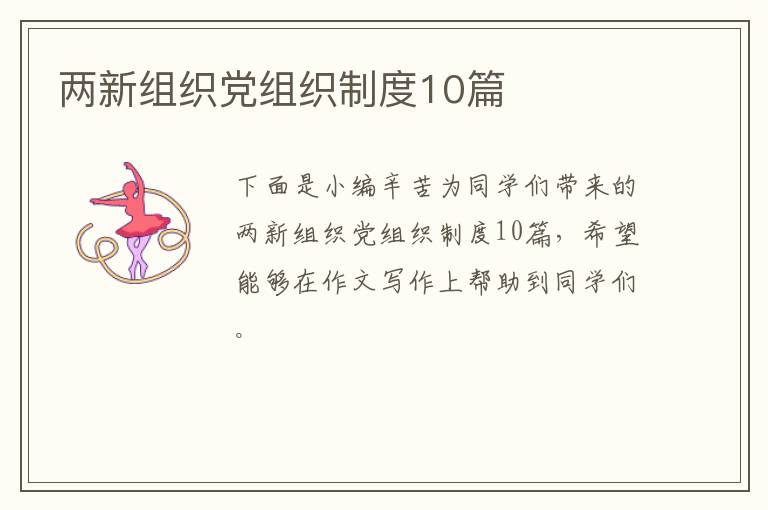 两新组织党组织制度10篇