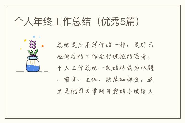 个人年终工作总结(优秀5篇)