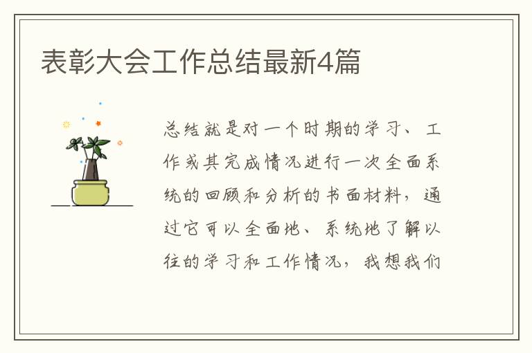 表彰大会工作总结最新4篇
