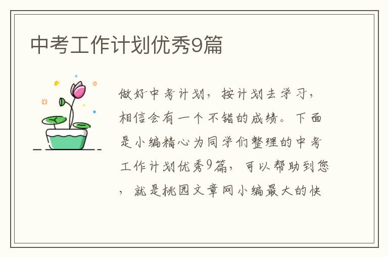 中考工作计划优秀9篇