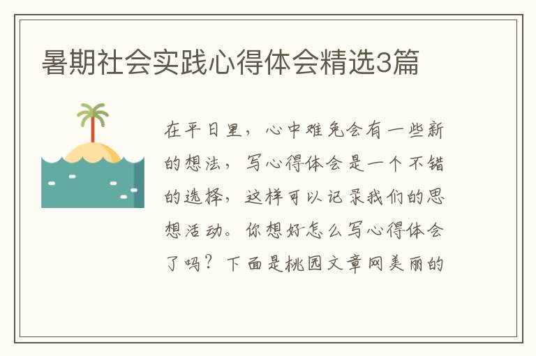 暑期社会实践心得体会精选3篇