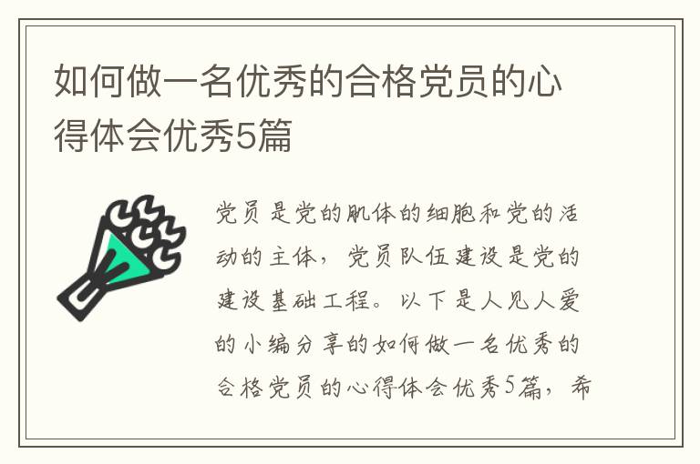 如何做一名优秀的合格党员的心得体会优秀5篇