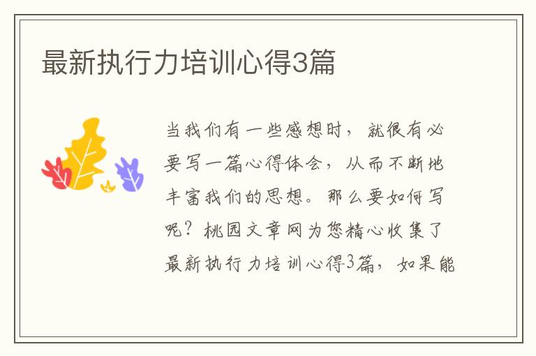 最新执行力培训心得3篇