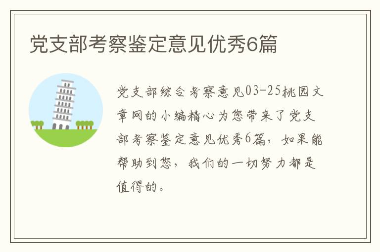 党支部考察鉴定意见优秀6篇