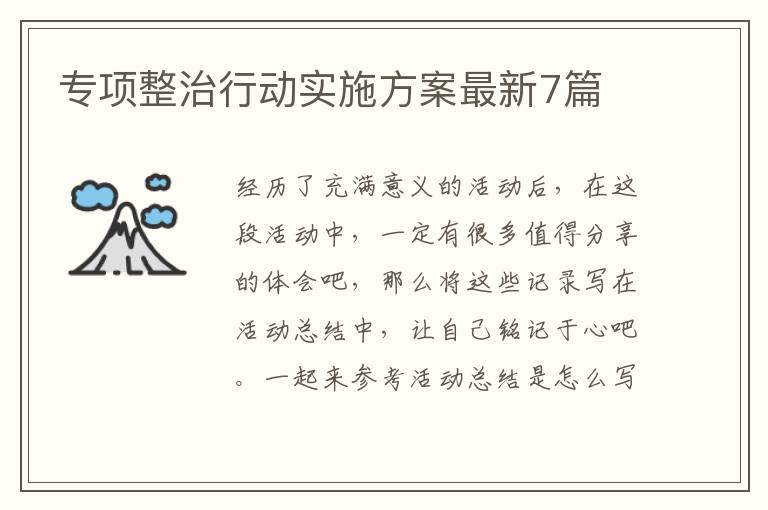专项整治行动实施方案最新7篇