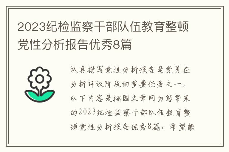 2023纪检监察干部队伍教育整顿党性