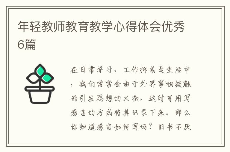 年轻教师教育教学心得体会优秀6篇