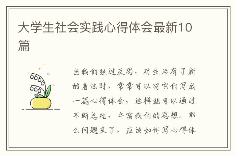 大学生社会实践心得体会最新10篇
