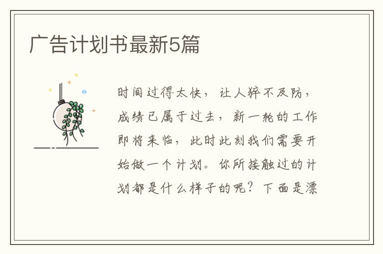 广告计划书最新5篇