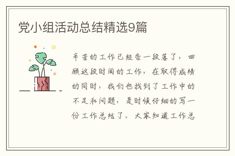 党小组活动总结精选9篇