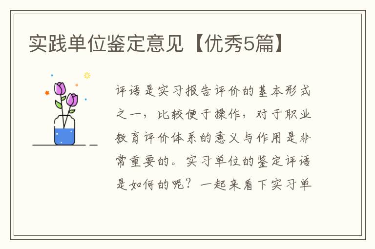实践单位鉴定意见【优秀5篇】
